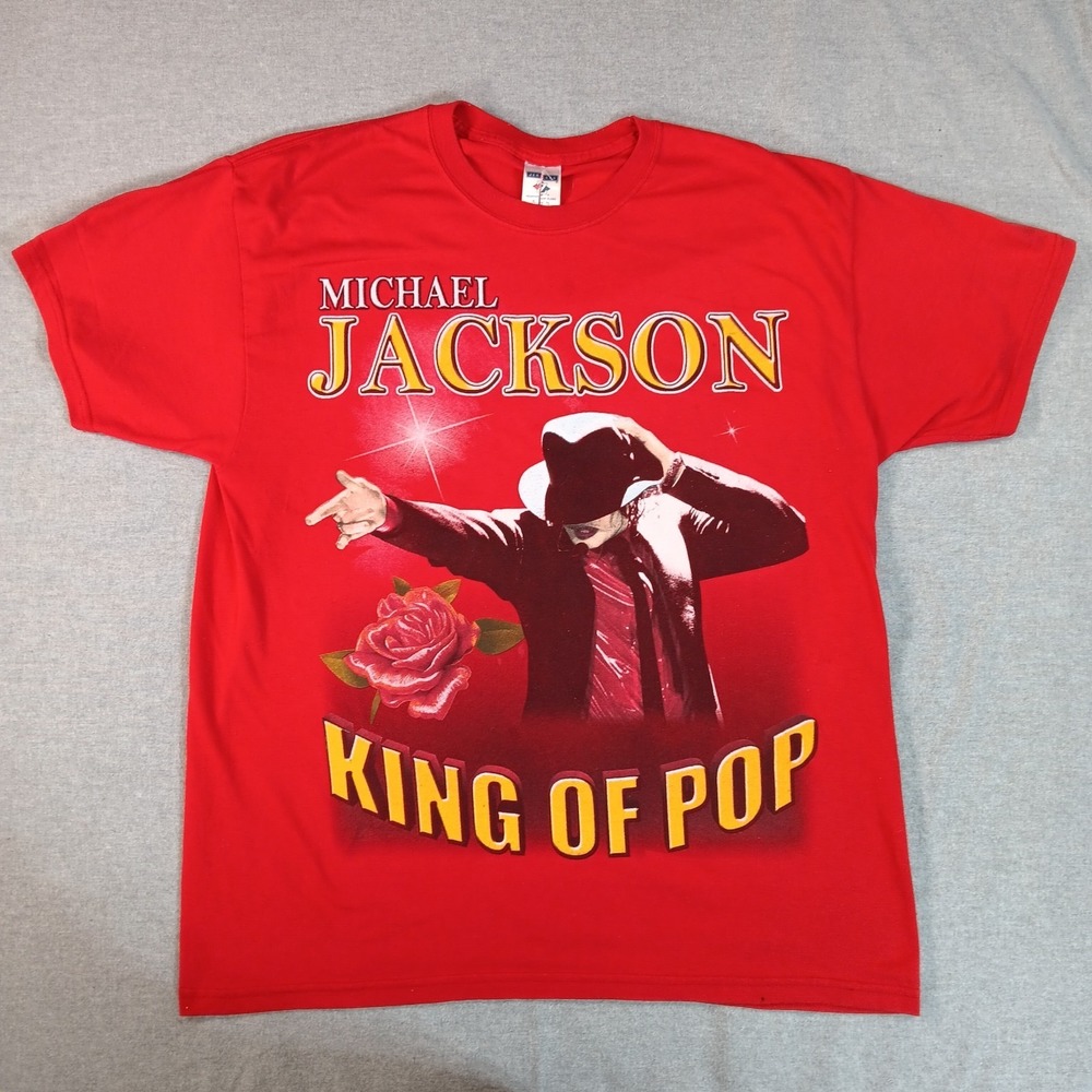 Vintage Michael Jackson King of Pop Red Tshirt XL Two Sided Y2K 1998 Music MJ VG